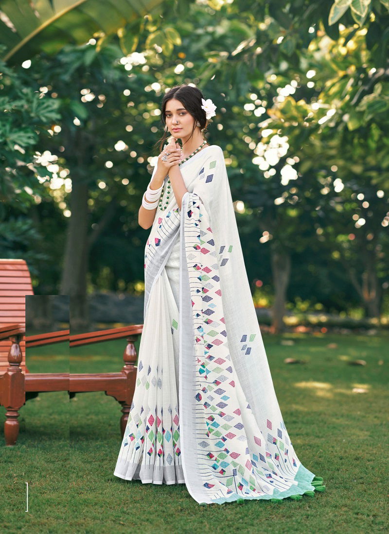 Vinamra White And White Vol 1 Printed Sarees Catalog
